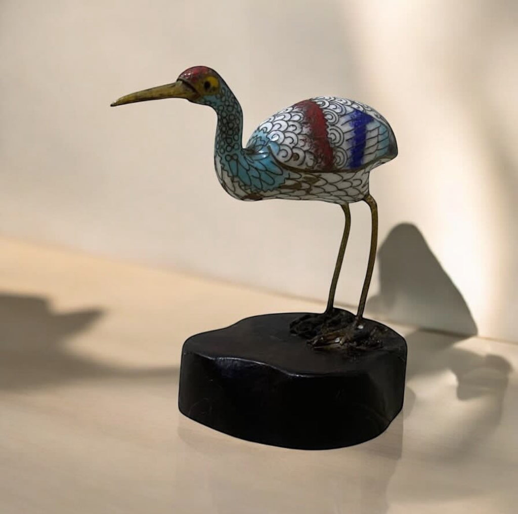 Antique Cloisonné Bronze Figurine – Hand-Etched & Enameled