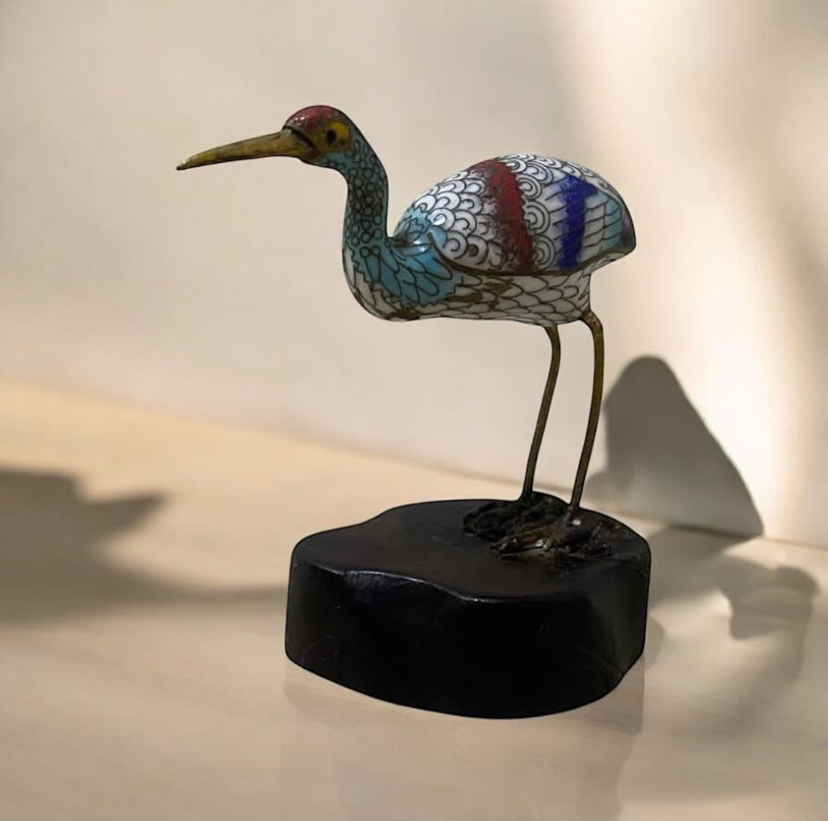 Antique Cloisonné Bronze Figurine – Hand-Etched & Enameled