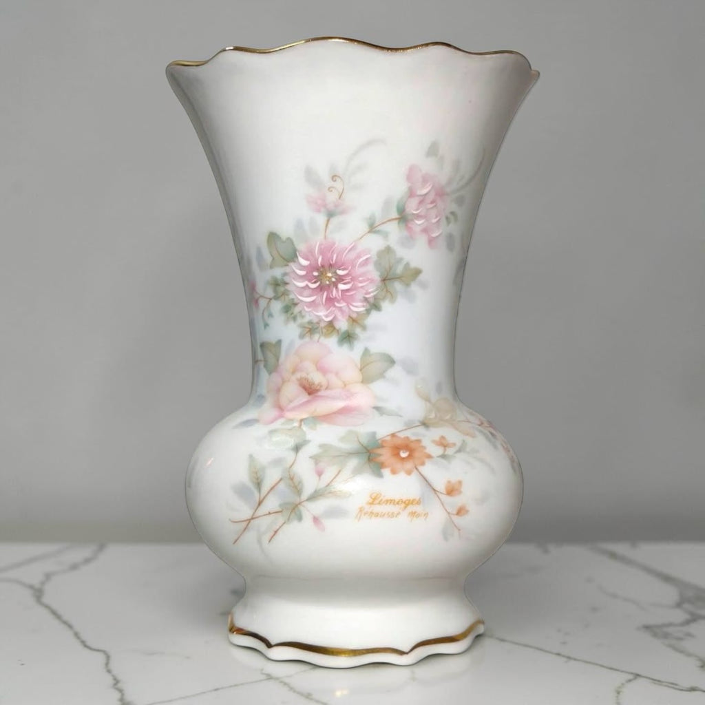 Limoges French Porcelain Vase – Pink Rose Design
