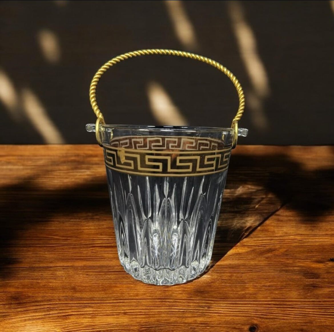 French Crystal Ice Bucket – Versace Design with Gold Detailing
