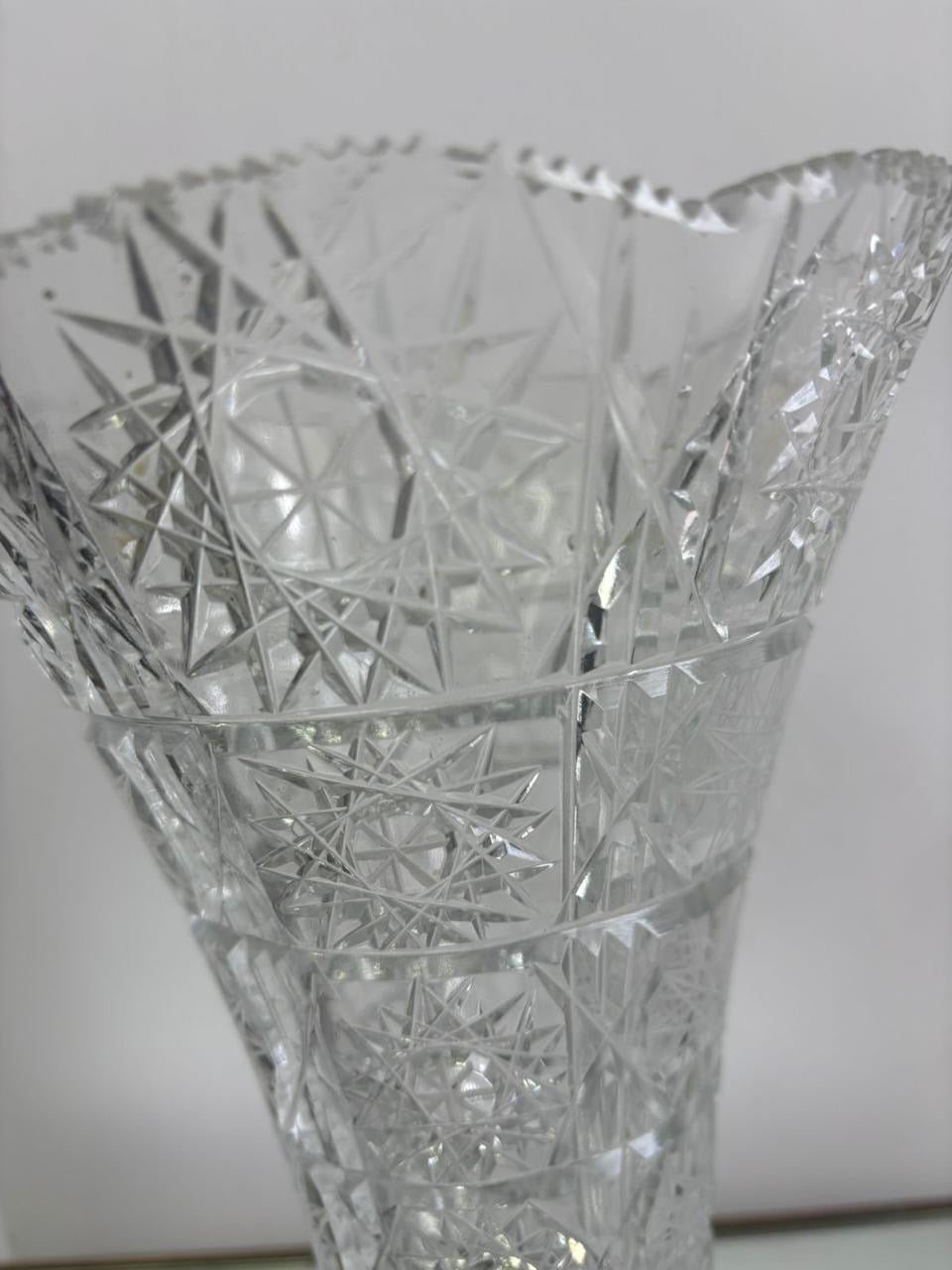 Vintage Czech Hand-Cut Crystal Vase