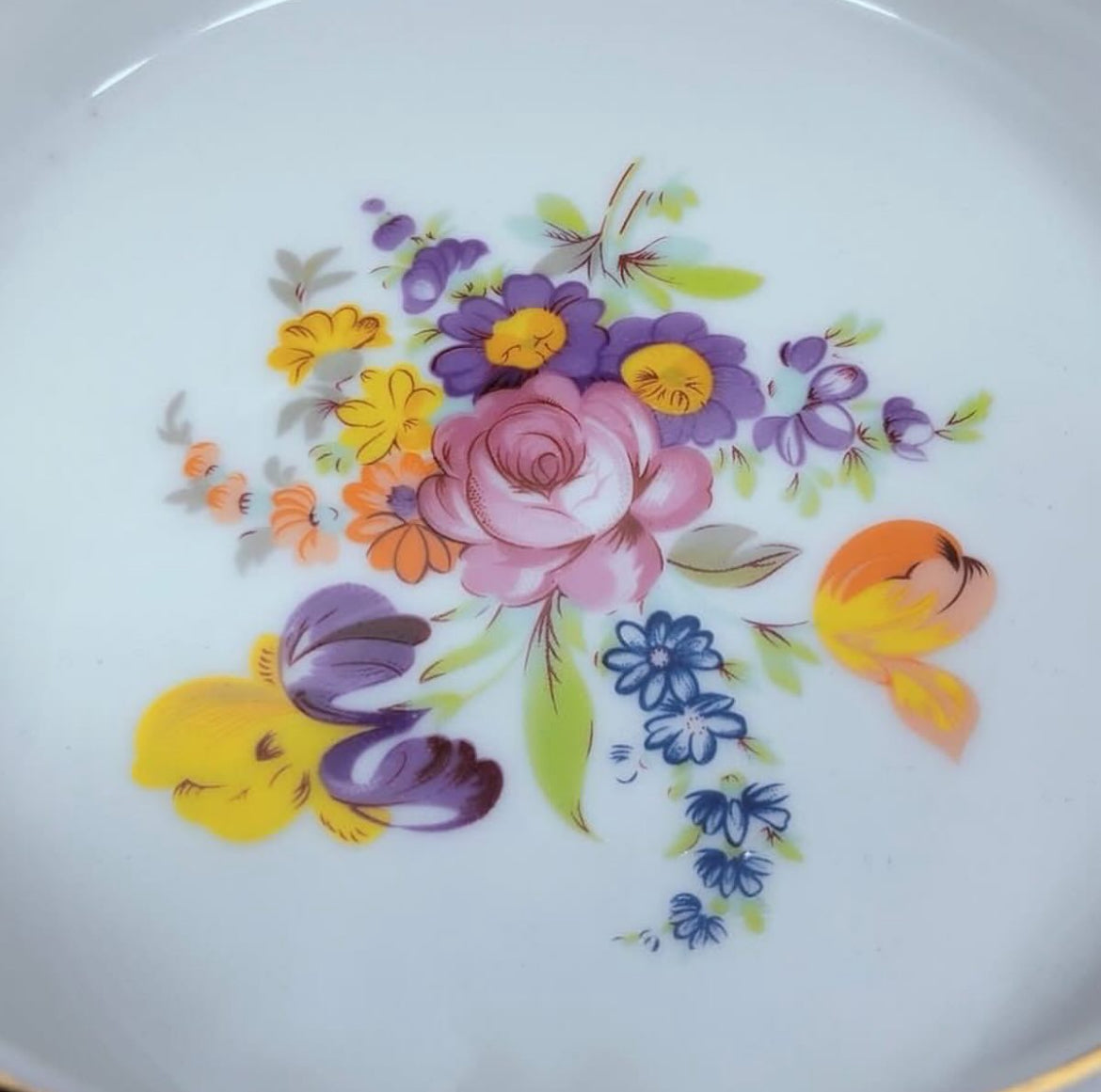 Japanese Porcelain Ashtray with Floral Design