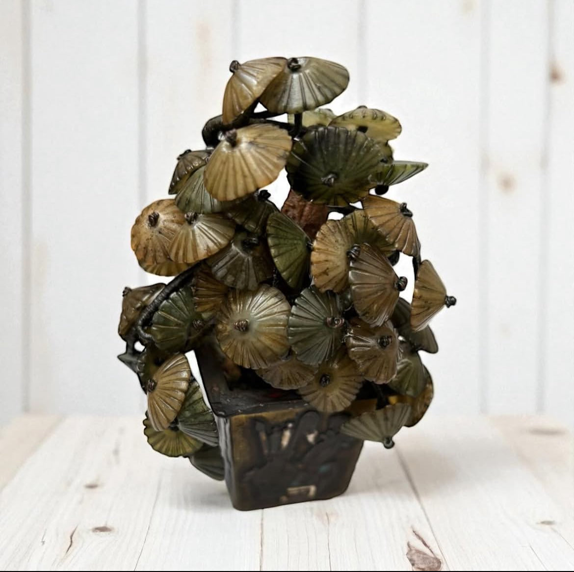 Cloisonné Tree with Natural Jade Branches