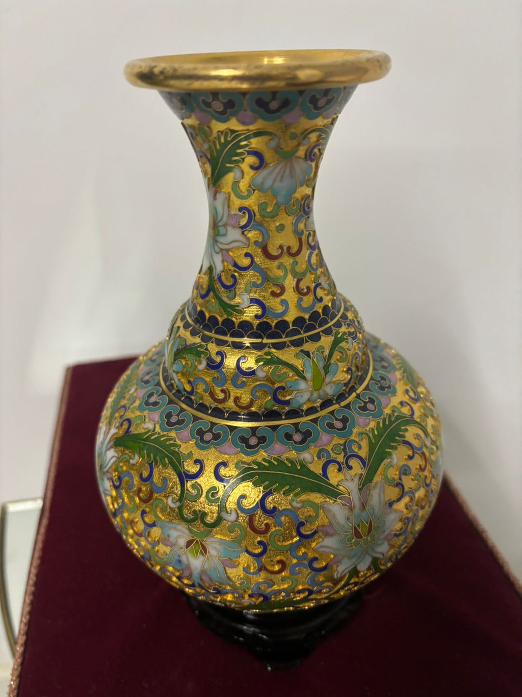 Cloisonné Vase with Raised Detailing – Original Velvet Box