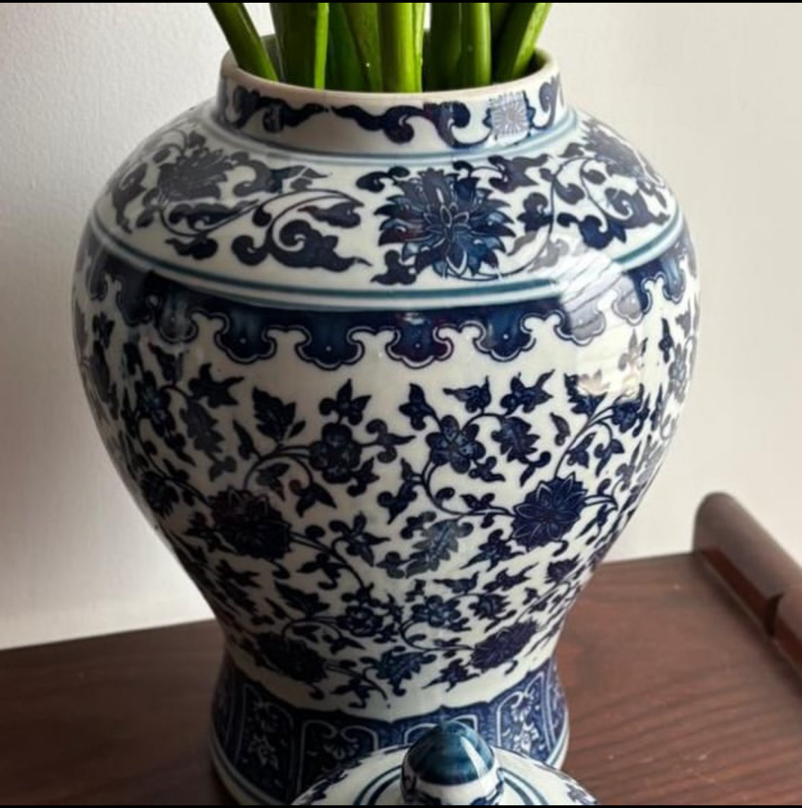 Bleu Blanc Hand-Painted Potiche