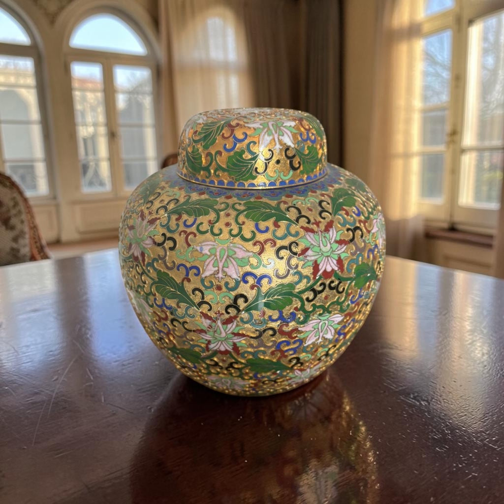 Raised Cloisonné Lidded Jar – Antique