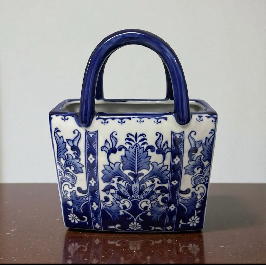 Bleu Blanc Hand-Painted Porcelain Bag
