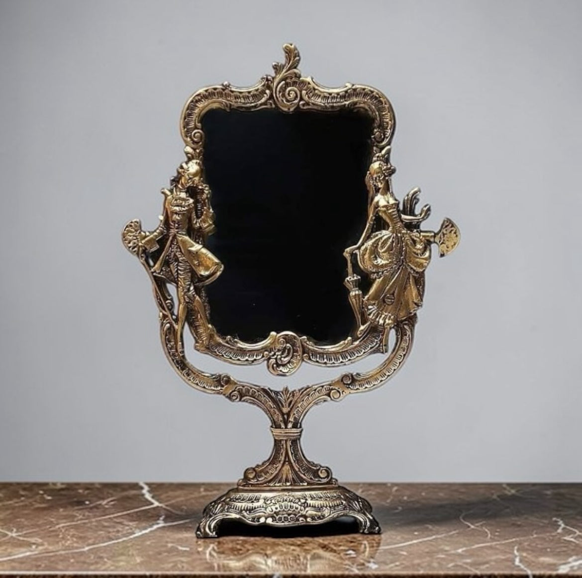 Heavy Brass Mirror – Romeo & Juliet Relief