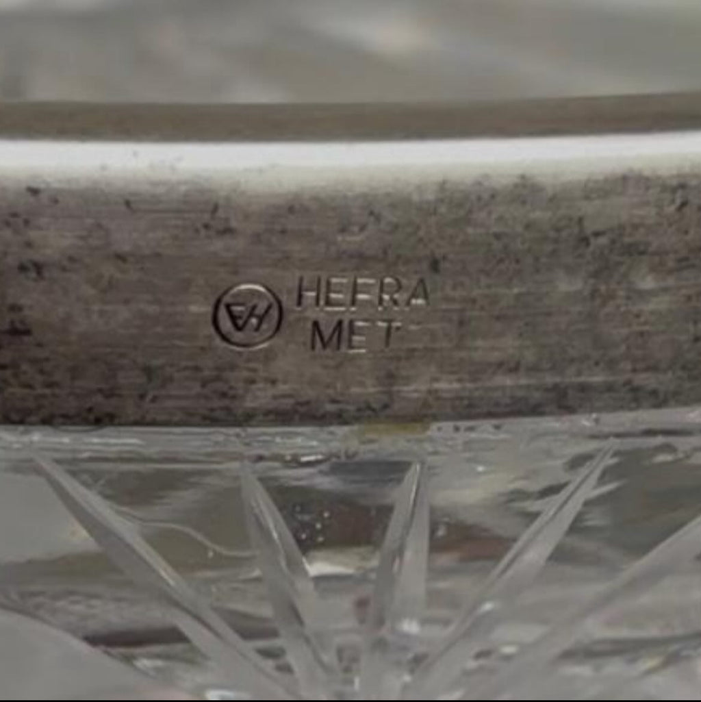 Vintage Crystal Bowl with Silver-Plated Rim – Hefra, Poland, 1970s
