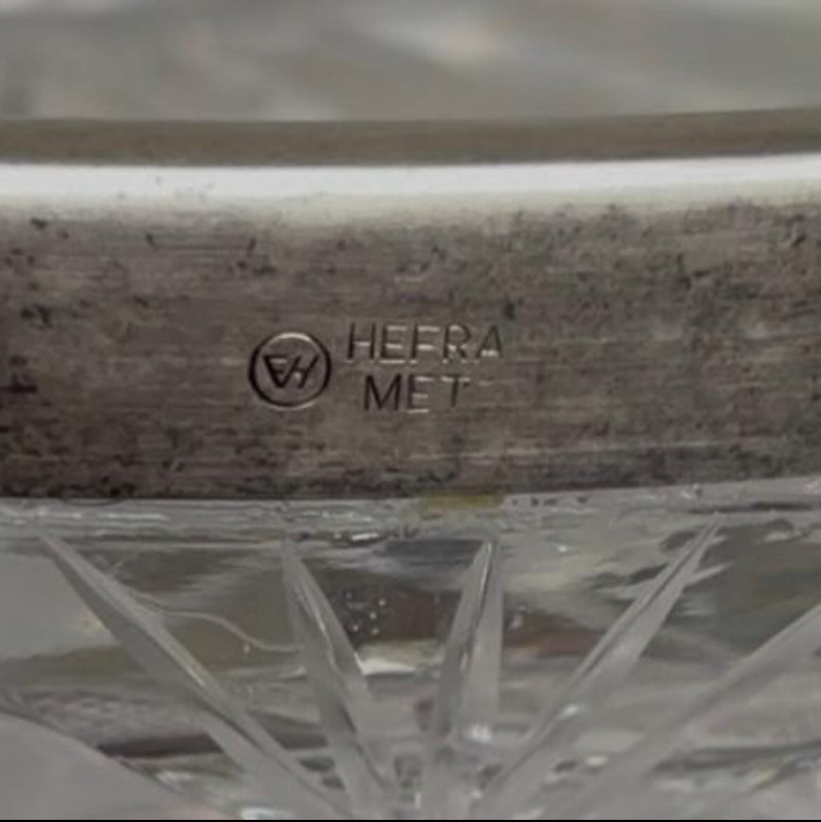 Vintage Crystal Bowl with Silver-Plated Rim – Hefra, Poland, 1970s