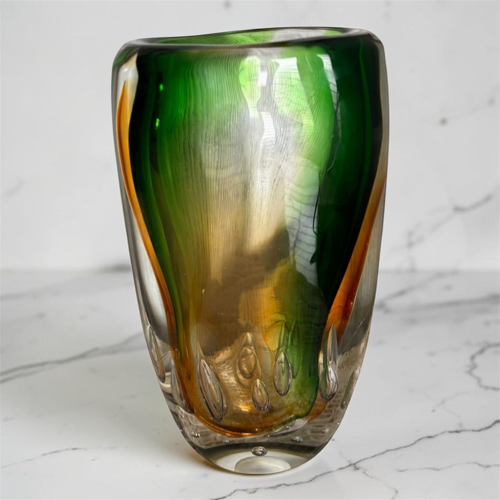 Heavy Murano Italian Glass Vase – Rare Form – Multicolored