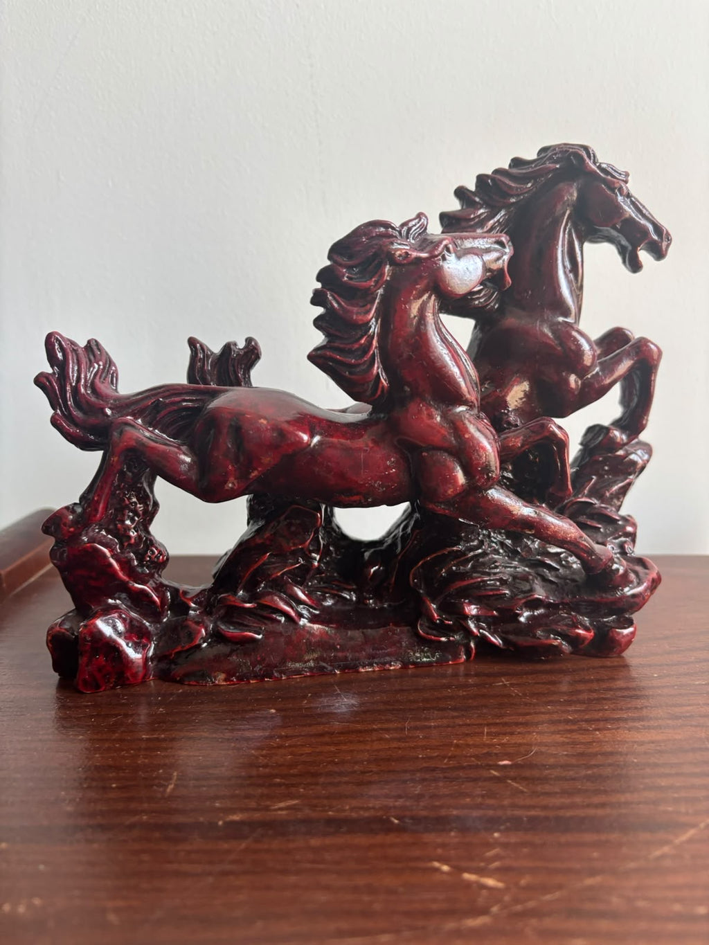 Chinoiserie Hand-Carved Horse Pair Statue – Large Size