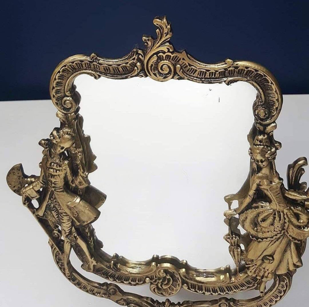 Heavy Brass Mirror – Romeo & Juliet Relief