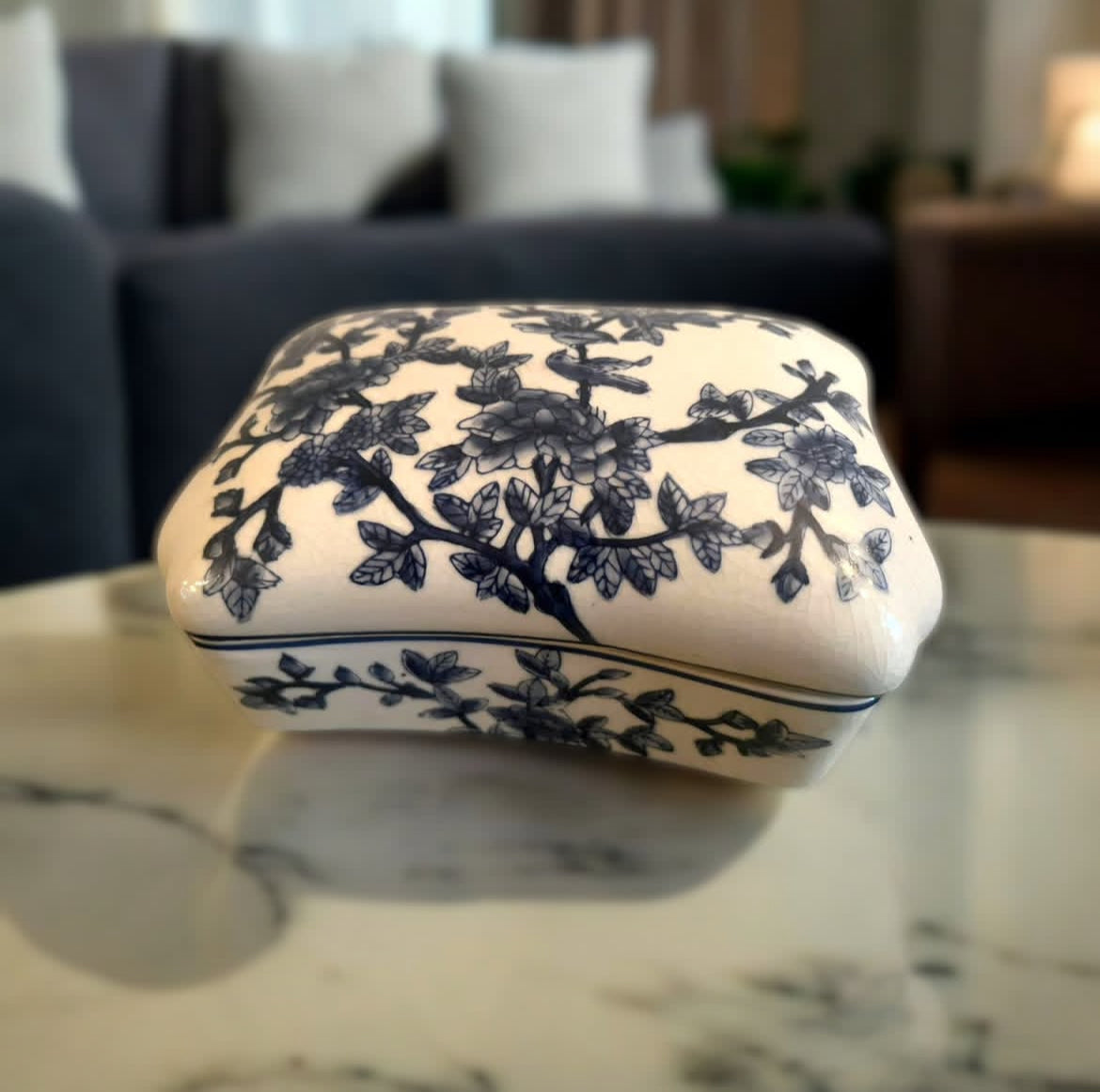 Bleu Blanc Box: Antique Style, White & Blue Floral Design