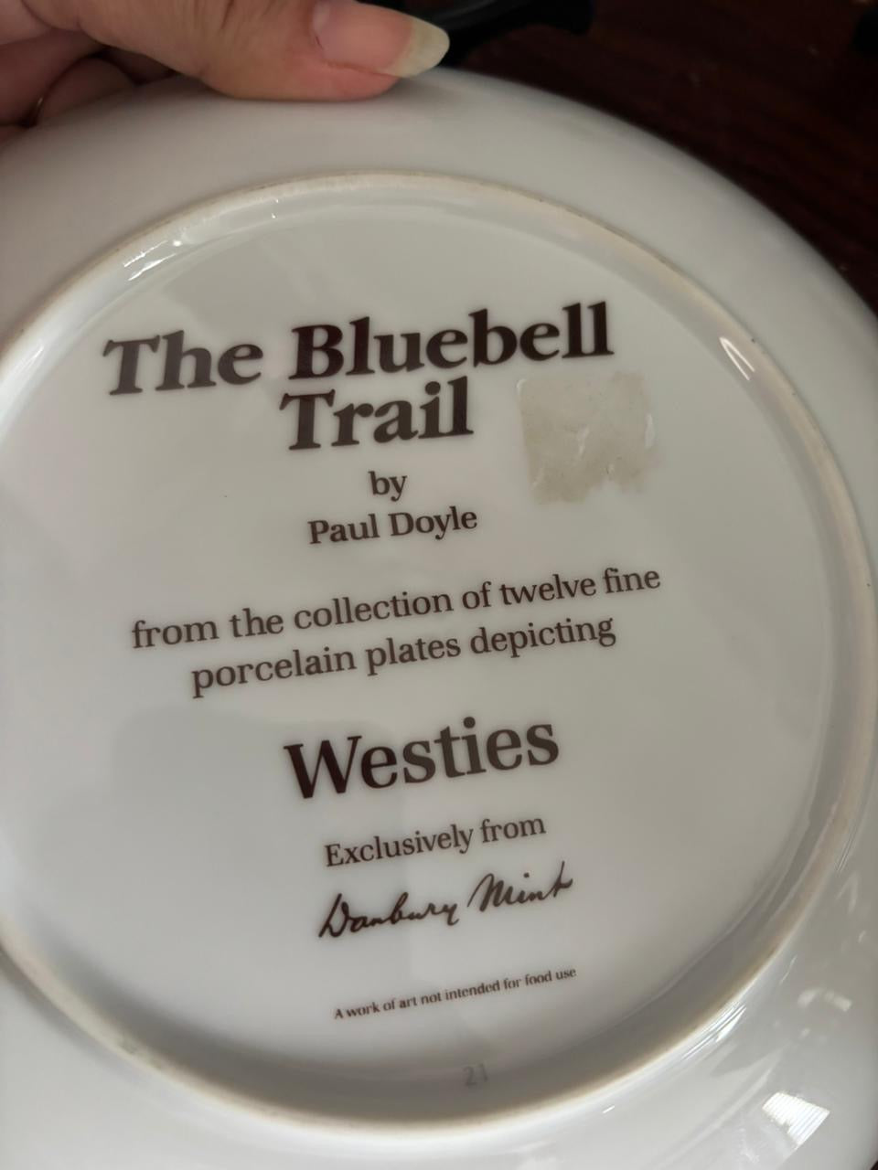 Signed English Porcelain Plate with Distinctive Miniature Artwork & Gilded Initial