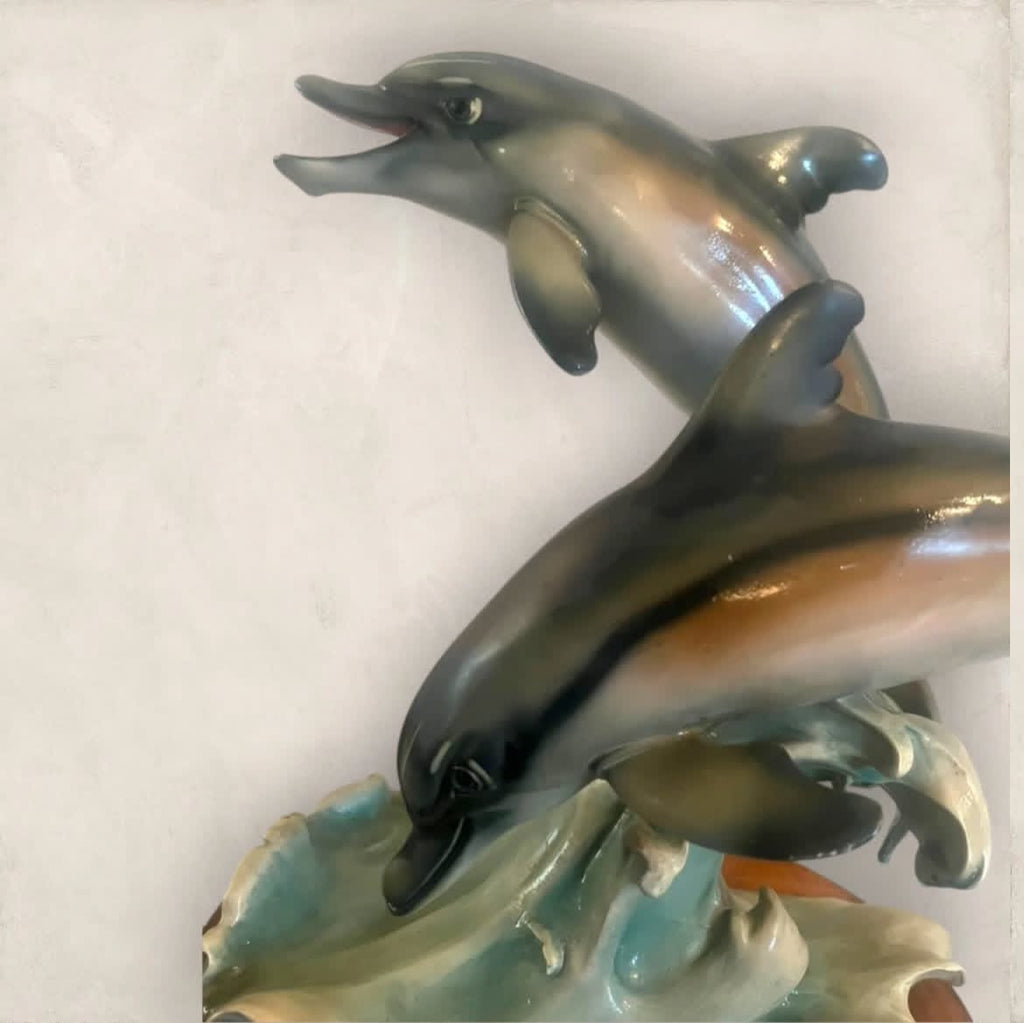 Dolphins Sculpture: Italian Capodimonte