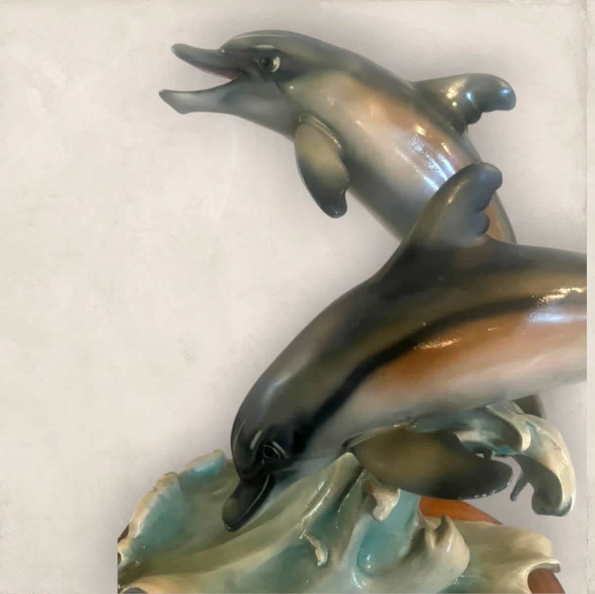 Dolphins Sculpture: Italian Capodimonte
