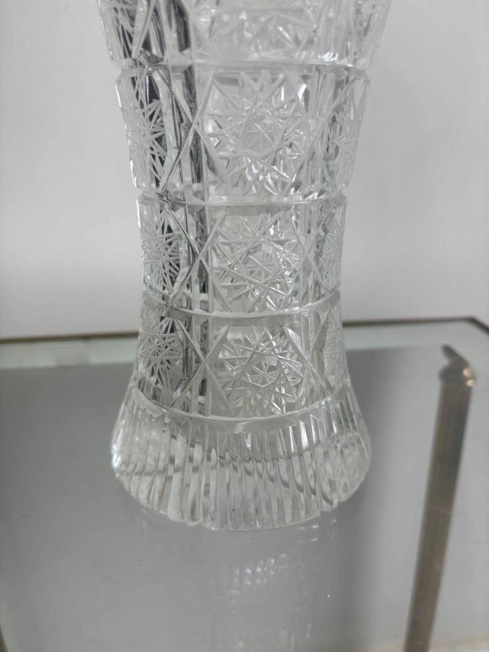 Vintage Czech Hand-Cut Crystal Vase