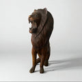 Indonesian Wooden Sitting Lion Sculpture