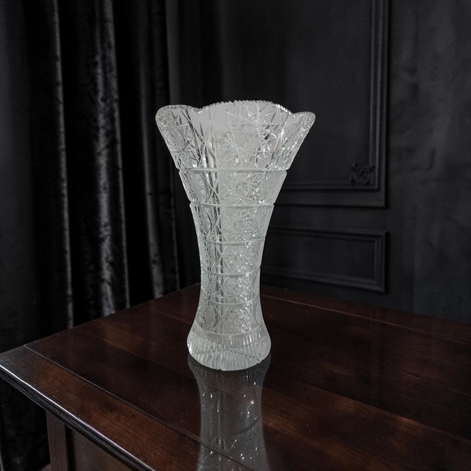 Vintage Czech Hand-Cut Crystal Vase