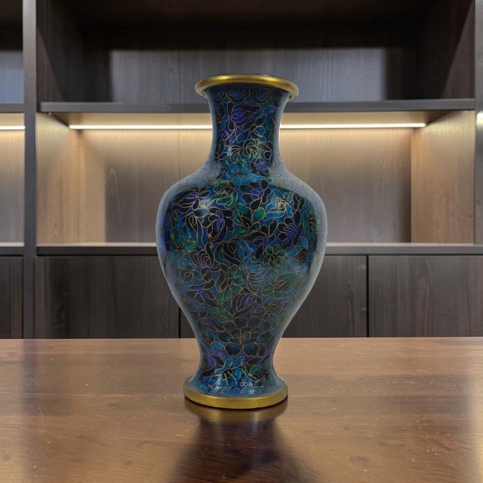 Smooth Cloisonné Vase with Gold Detailing