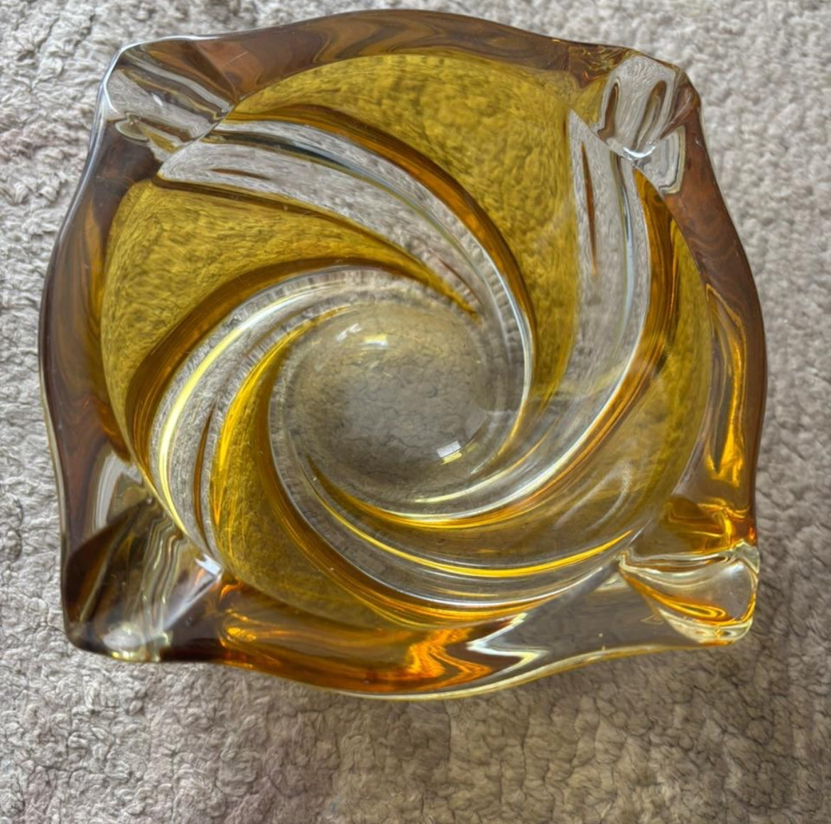 Italian Murano Ashtray – Honey Color