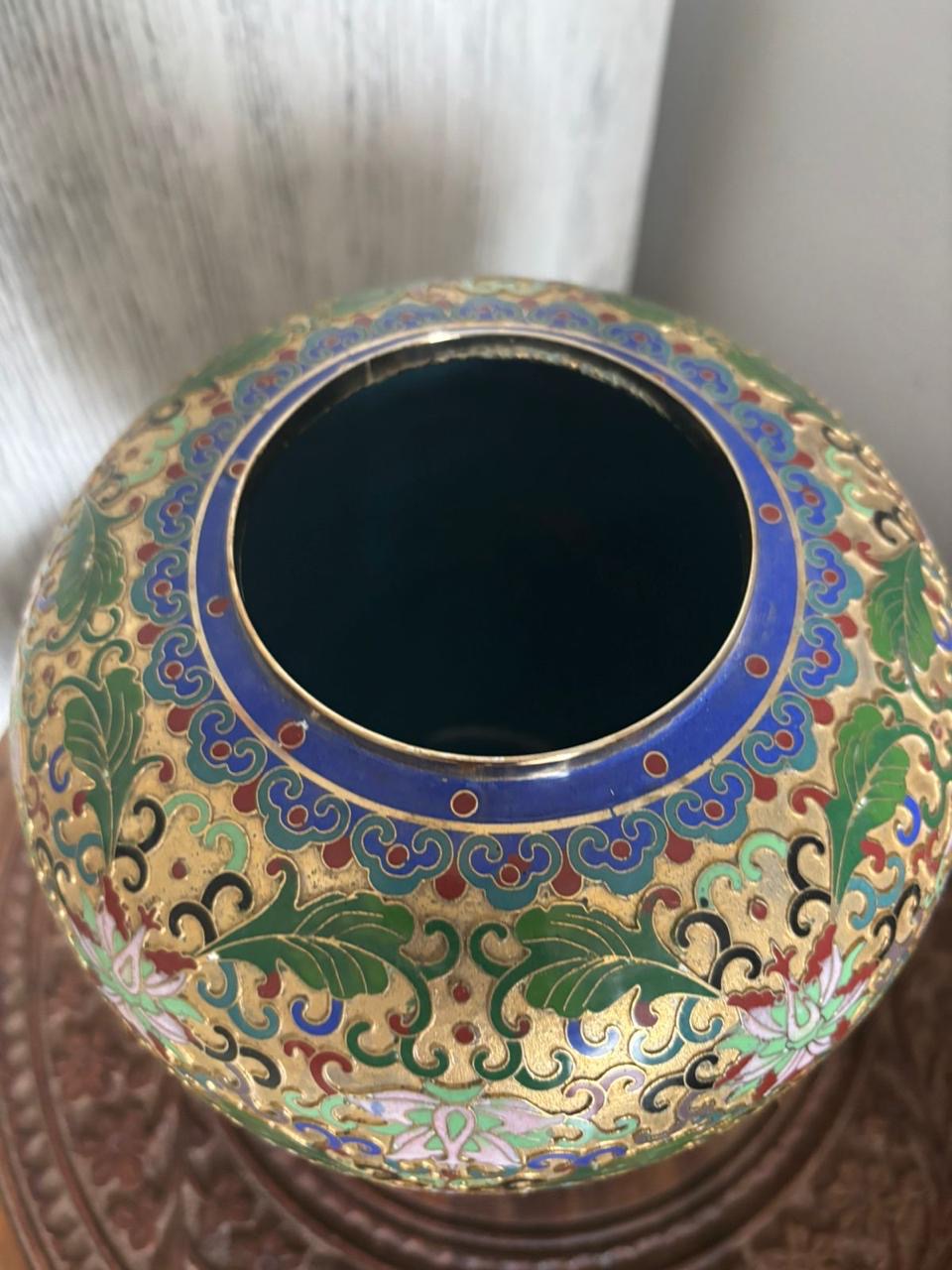 Raised Cloisonné Lidded Jar – Antique