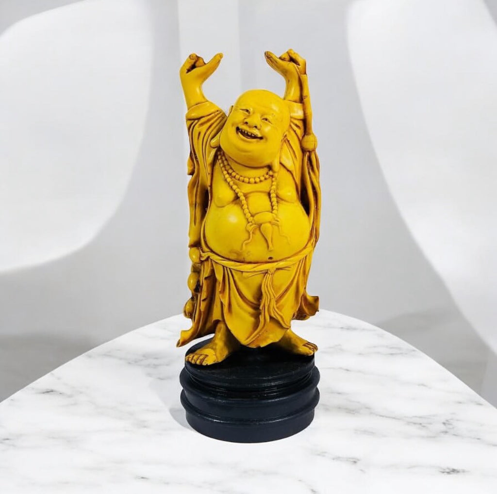 Resin Buddha Statue on Wooden Base