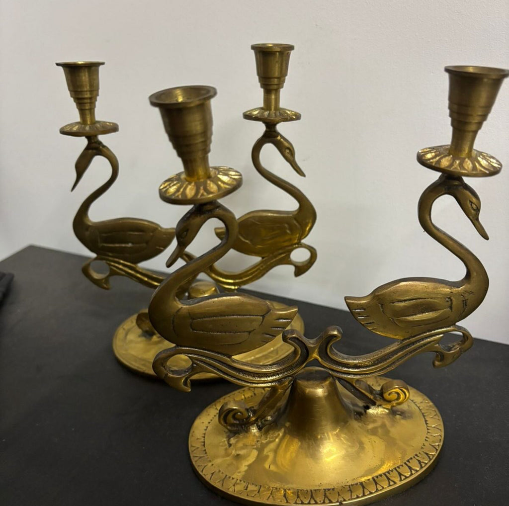 Brass Flamingo Candle Holders