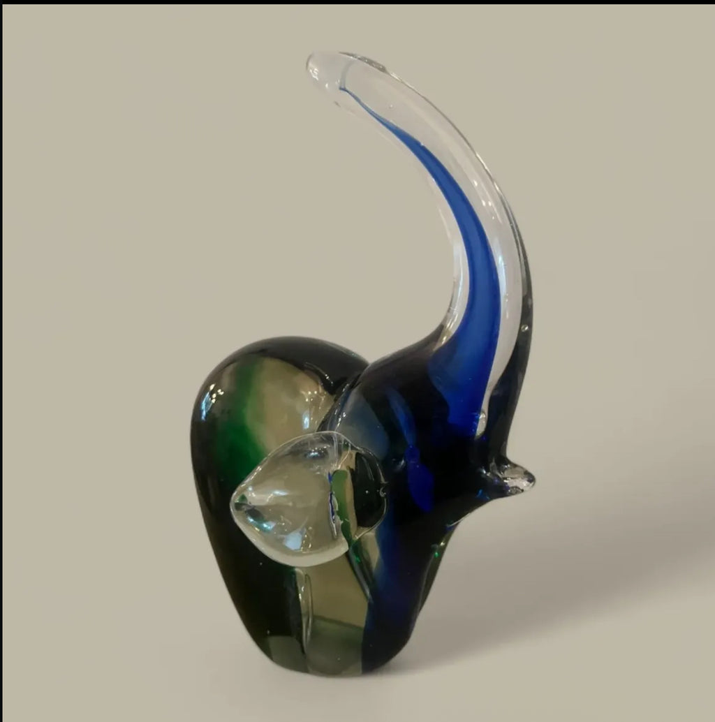 Murano Elephant: Emerald Green & Sapphire Blue