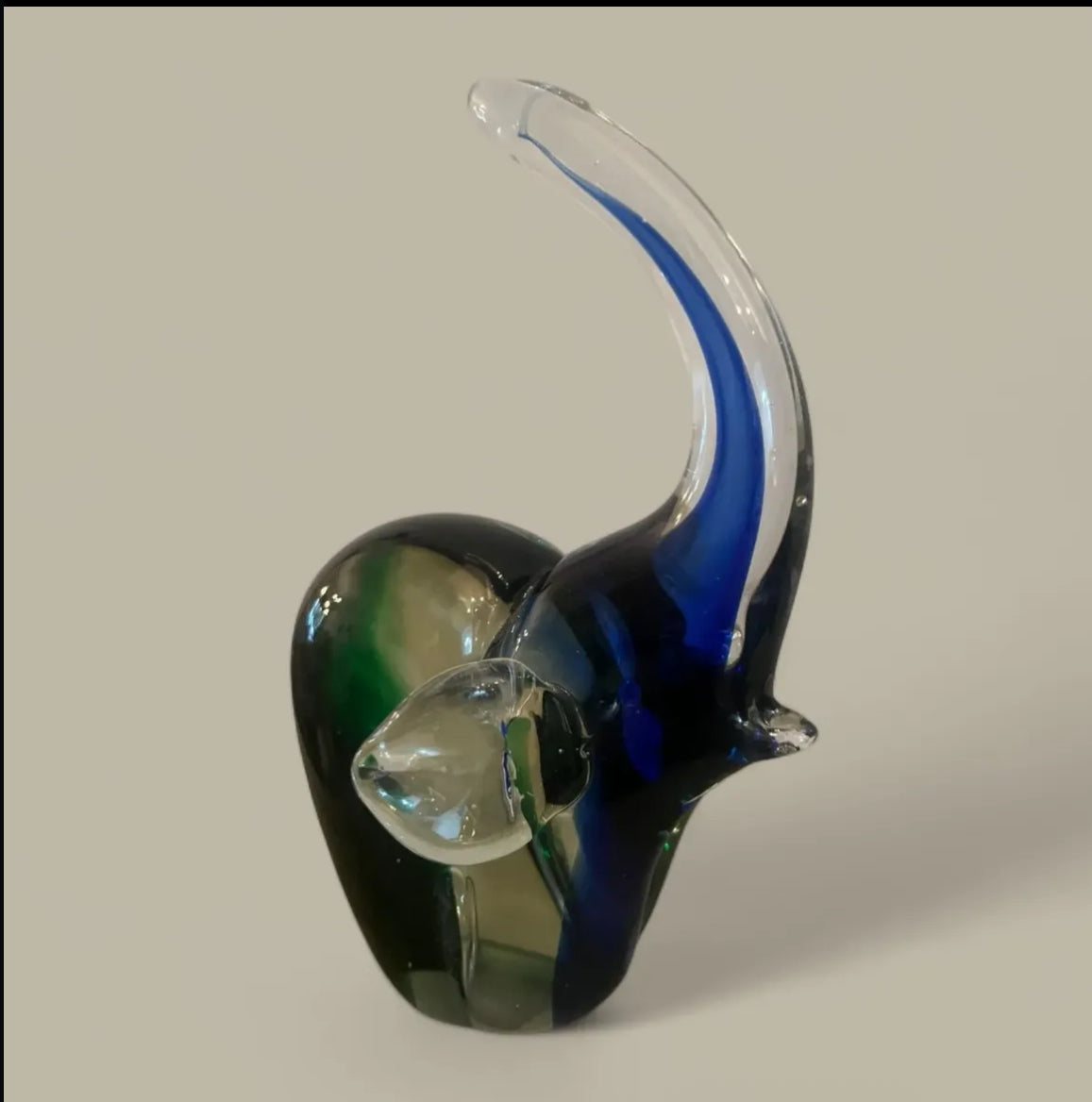 Murano Elephant: Emerald Green & Sapphire Blue