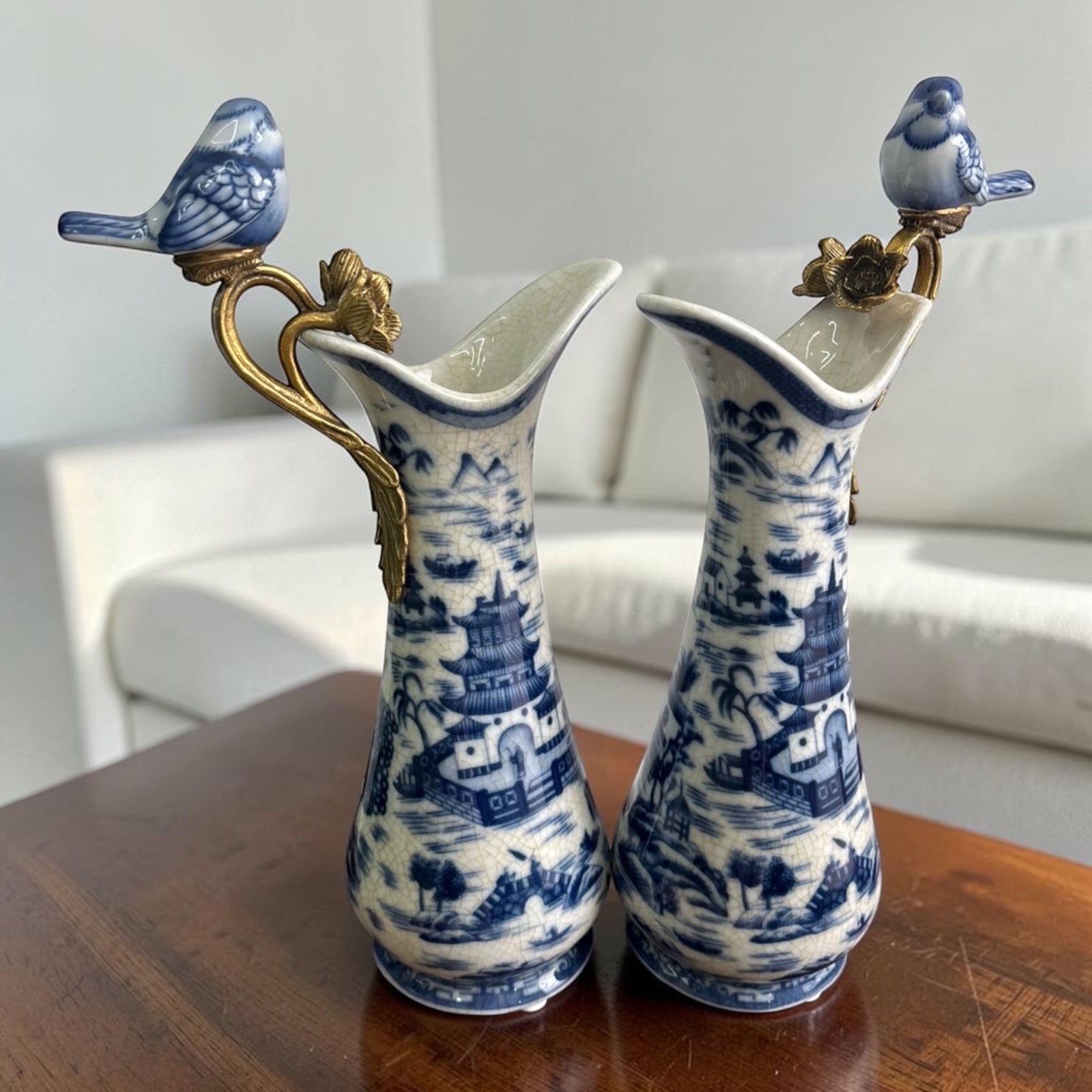 Sèvres Château Carafe – Bleu Blanc with Bronze Detailing