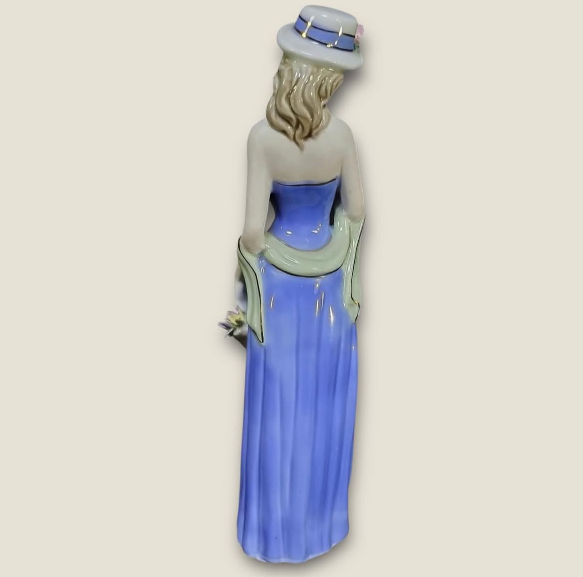 European Bleu Blanc Porcelain Figurine – Bride with Bonnet and Bouquet
