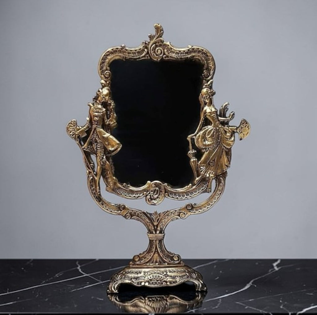 Heavy Brass Mirror – Romeo & Juliet Relief