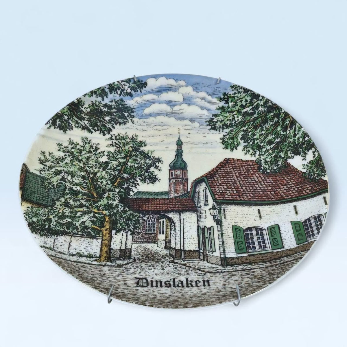 German Porcelain Plate with Miniature Artwork