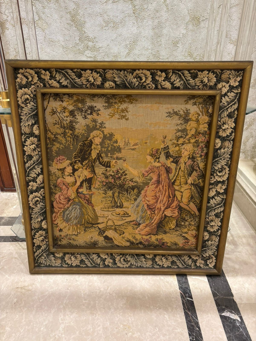 French Gobelin Tapestry Artwork – Ornate Frame