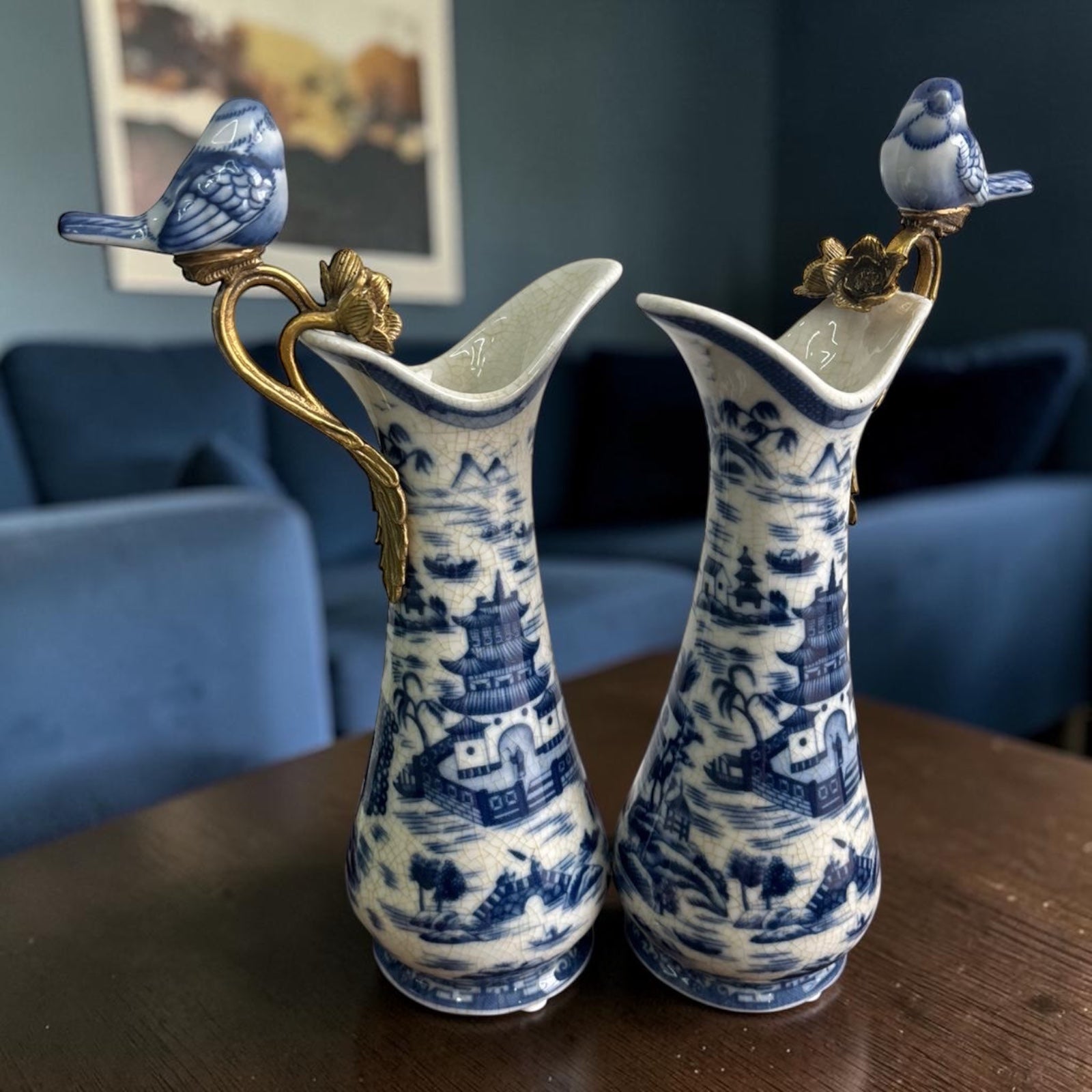 Sèvres Château Carafe – Bleu Blanc with Bronze Detailing
