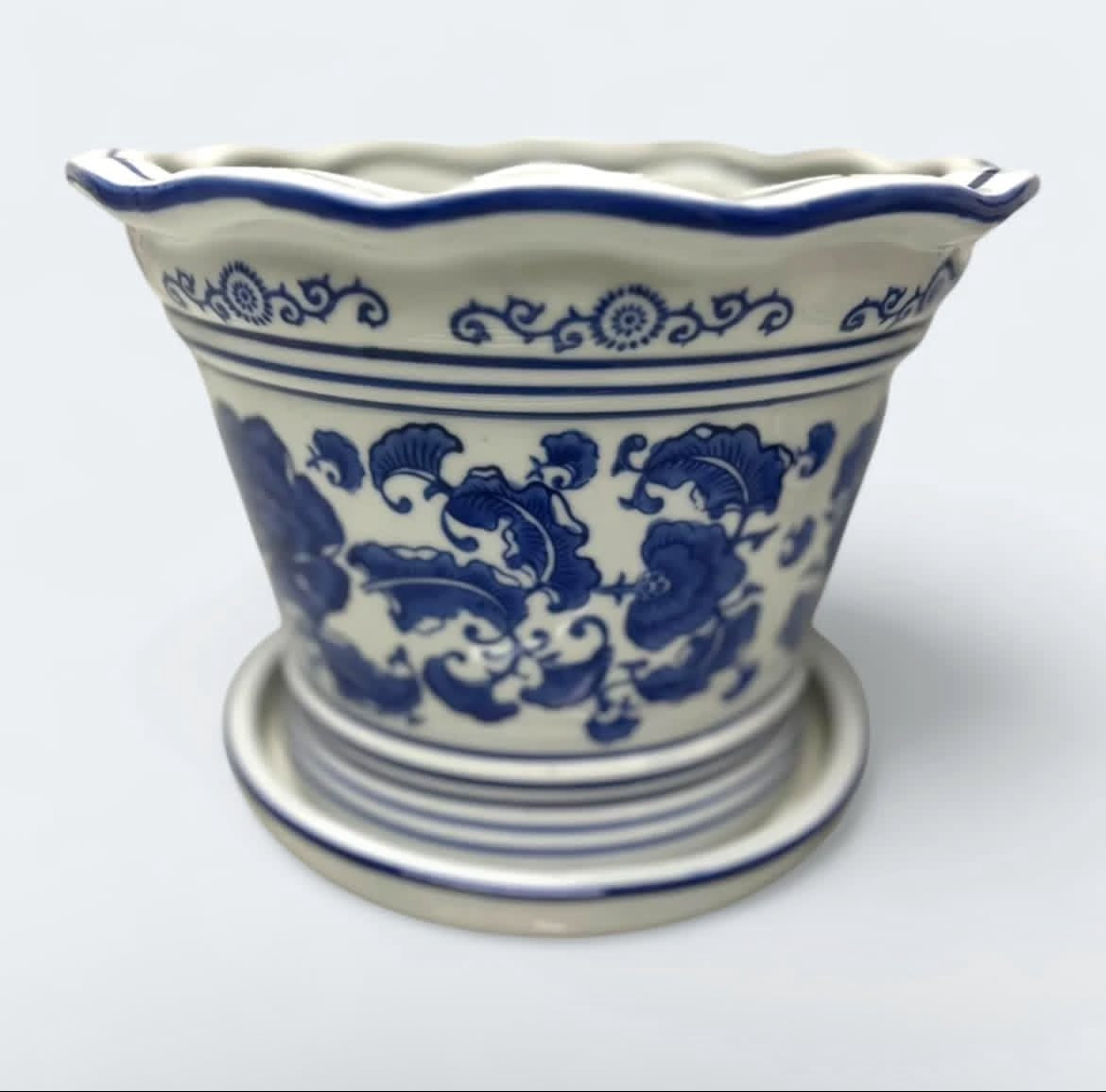 Bleu Blanc Floral Cachepot