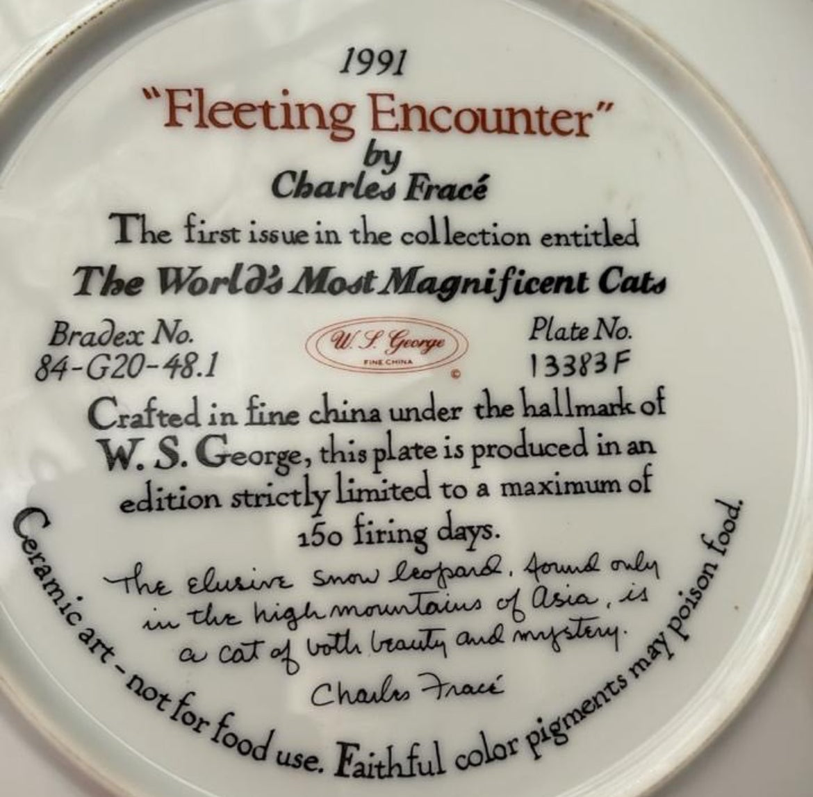 English Porcelain Plate – Tiger Motif