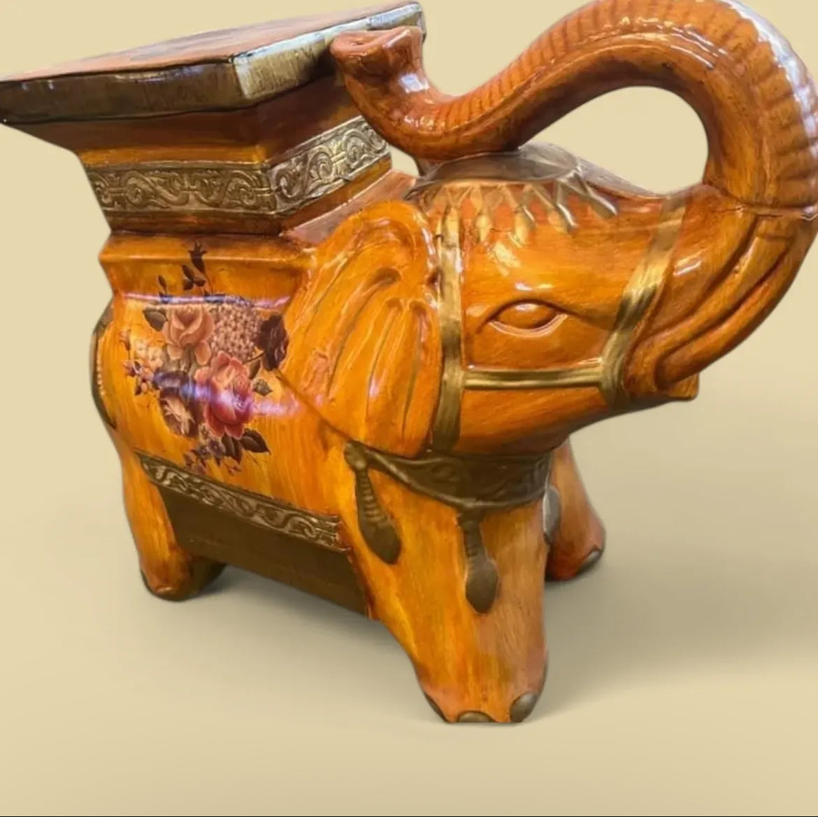 Majestic Porcelain Elephant Side Table