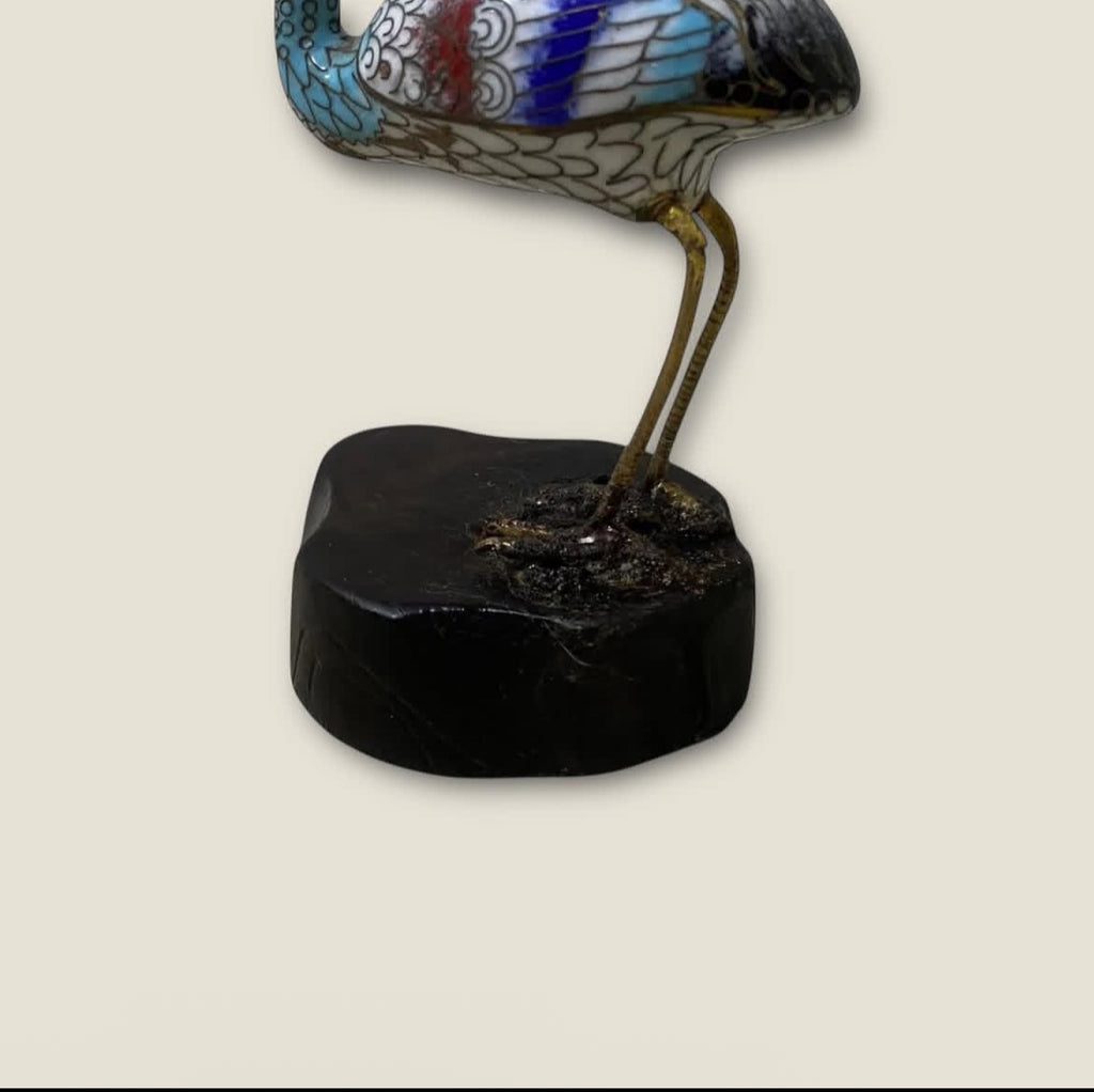 Antique Cloisonné Bronze Figurine – Hand-Etched & Enameled