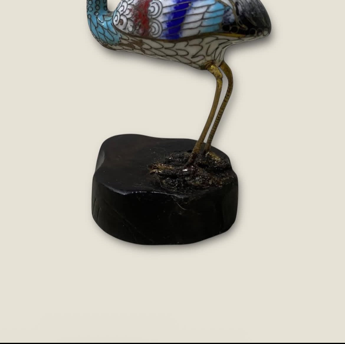 Antique Cloisonné Bronze Figurine – Hand-Etched & Enameled