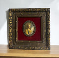French Miniature Framed Tableau – Girl Motif – Silver-Inlaid Frame
