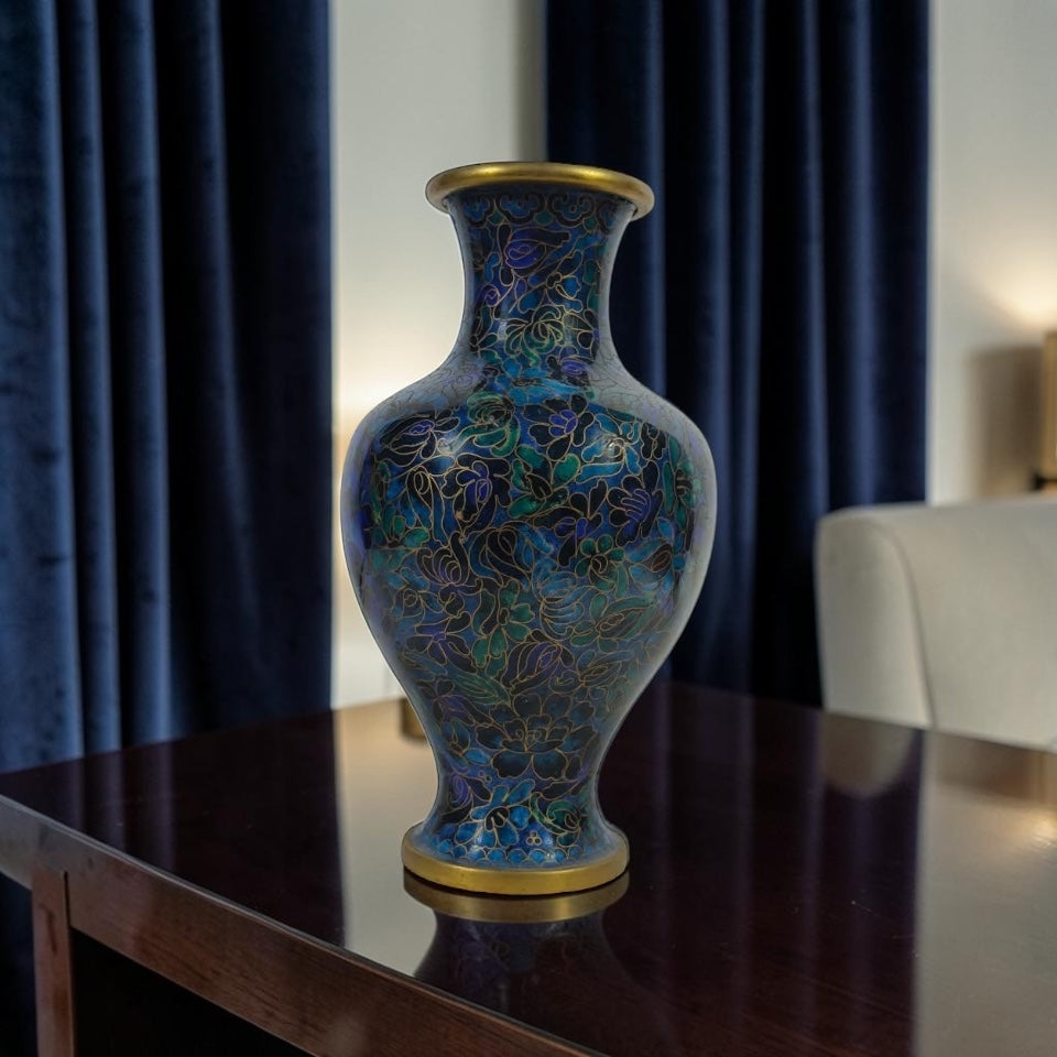 Smooth Cloisonné Vase with Gold Detailing