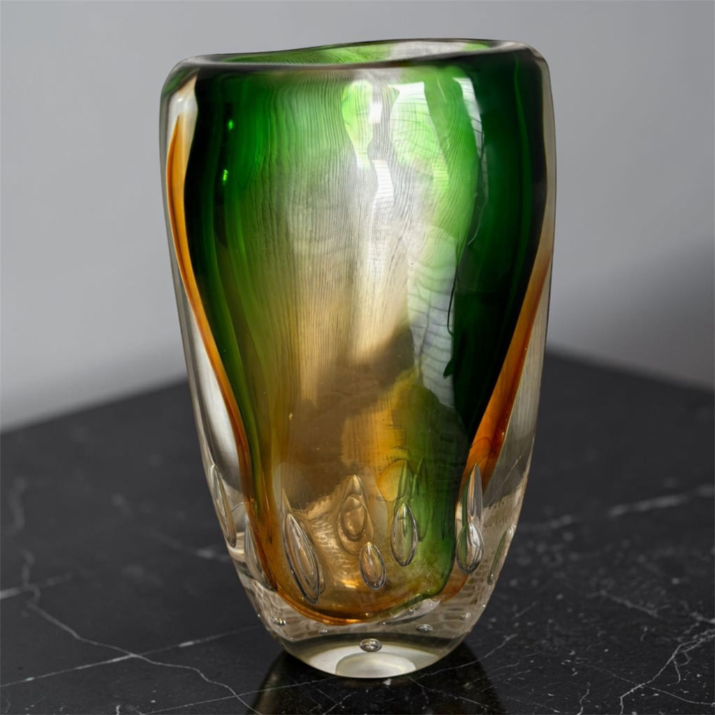 Heavy Murano Italian Glass Vase – Rare Form – Multicolored