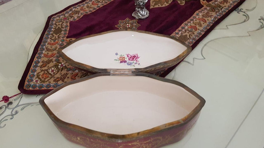 Italian Style Porcelain Bonbonnière with Bronze