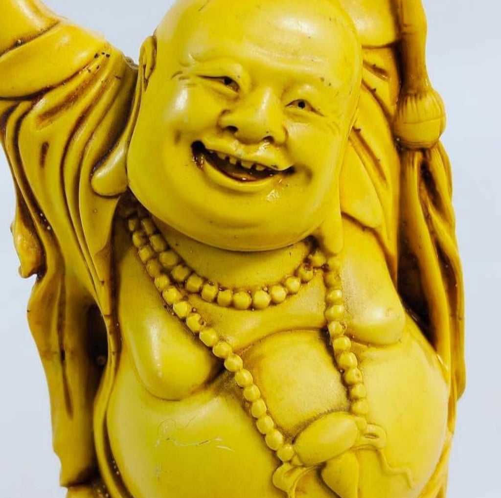 Resin Buddha Statue on Wooden Base