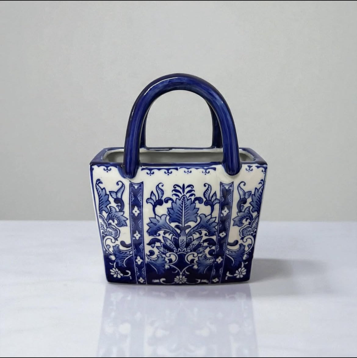 Bleu Blanc Hand-Painted Porcelain Bag