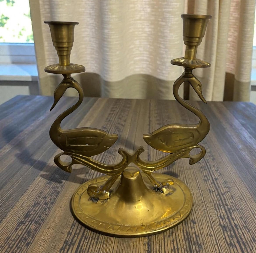 Brass Flamingo Candle Holders