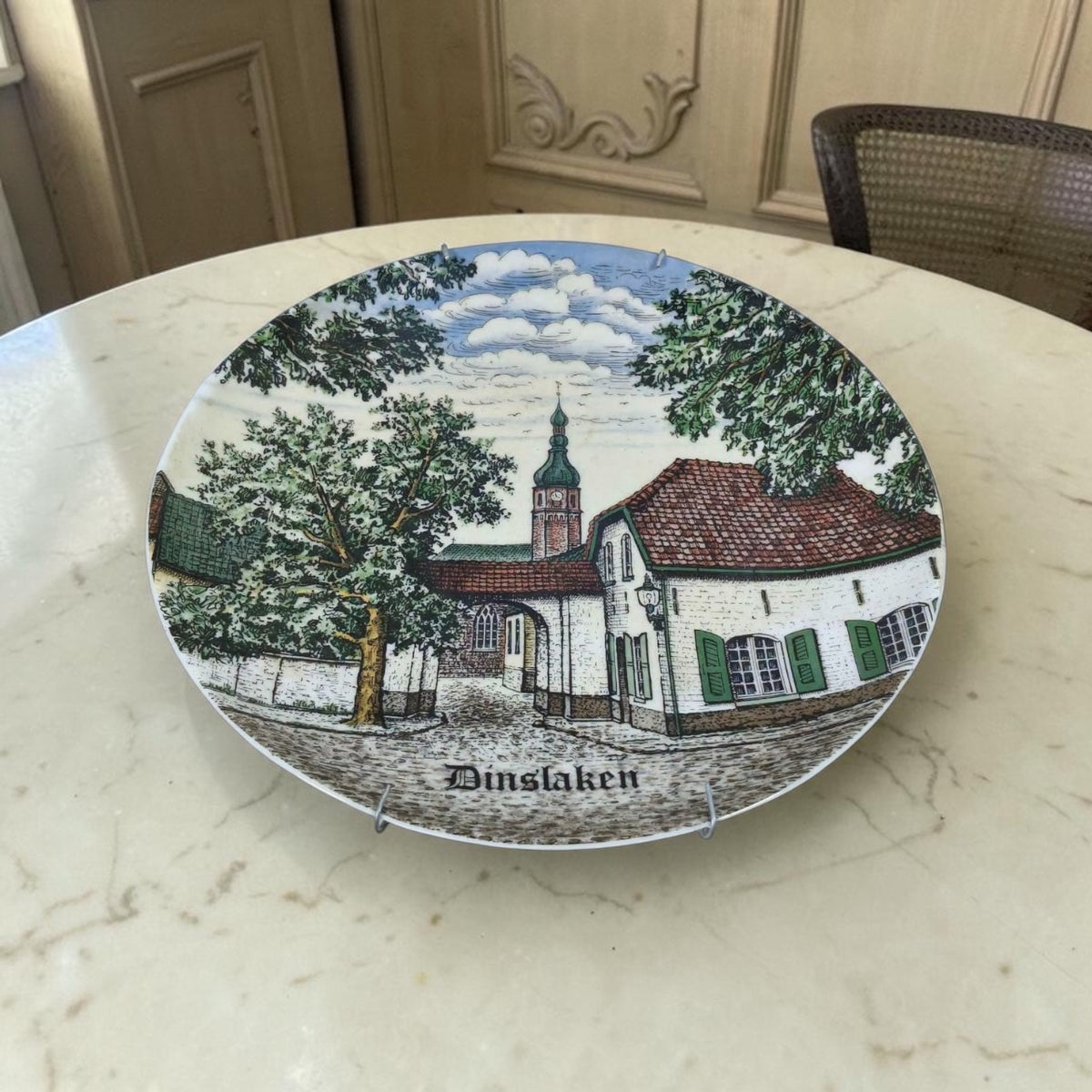 German Porcelain Plate with Miniature Artwork